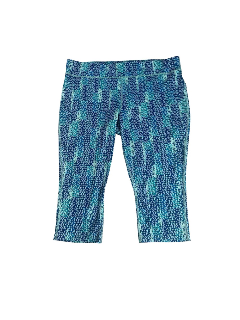 Xersion Blue Activewear Geometric Capri Leggings Plus Size 1X